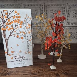 Department 56 Autumn Mapke & Birch Trees- Set Of 4